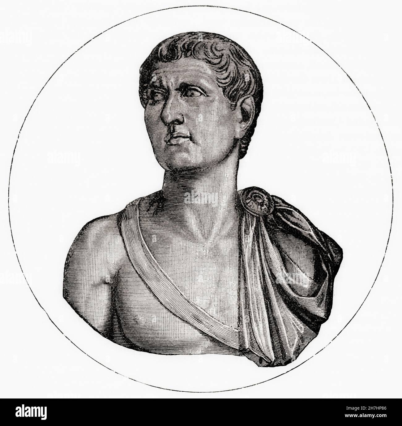 Germanicus Julius Caesar, 15 av. J.-C. – AD 19.Général romain.De l'Histoire universelle illustrée de Cassell, publié en 1883. Banque D'Images
