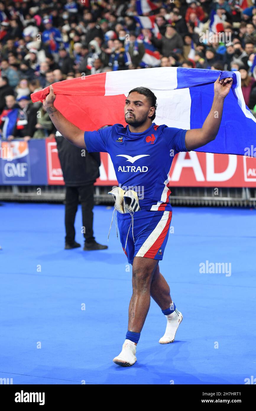 France Rugby national Peter Mauvaka fête après un événement entre la Nouvelle-Zélande All Blacks et la France au Rugby Autumn Internationals 2021 sur Novemb Banque D'Images