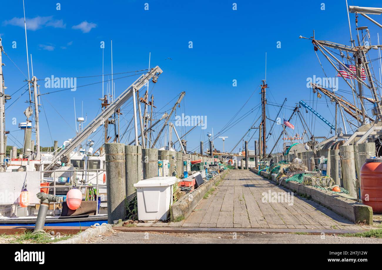 Le quai de Gosman à Montauk, NY Banque D'Images