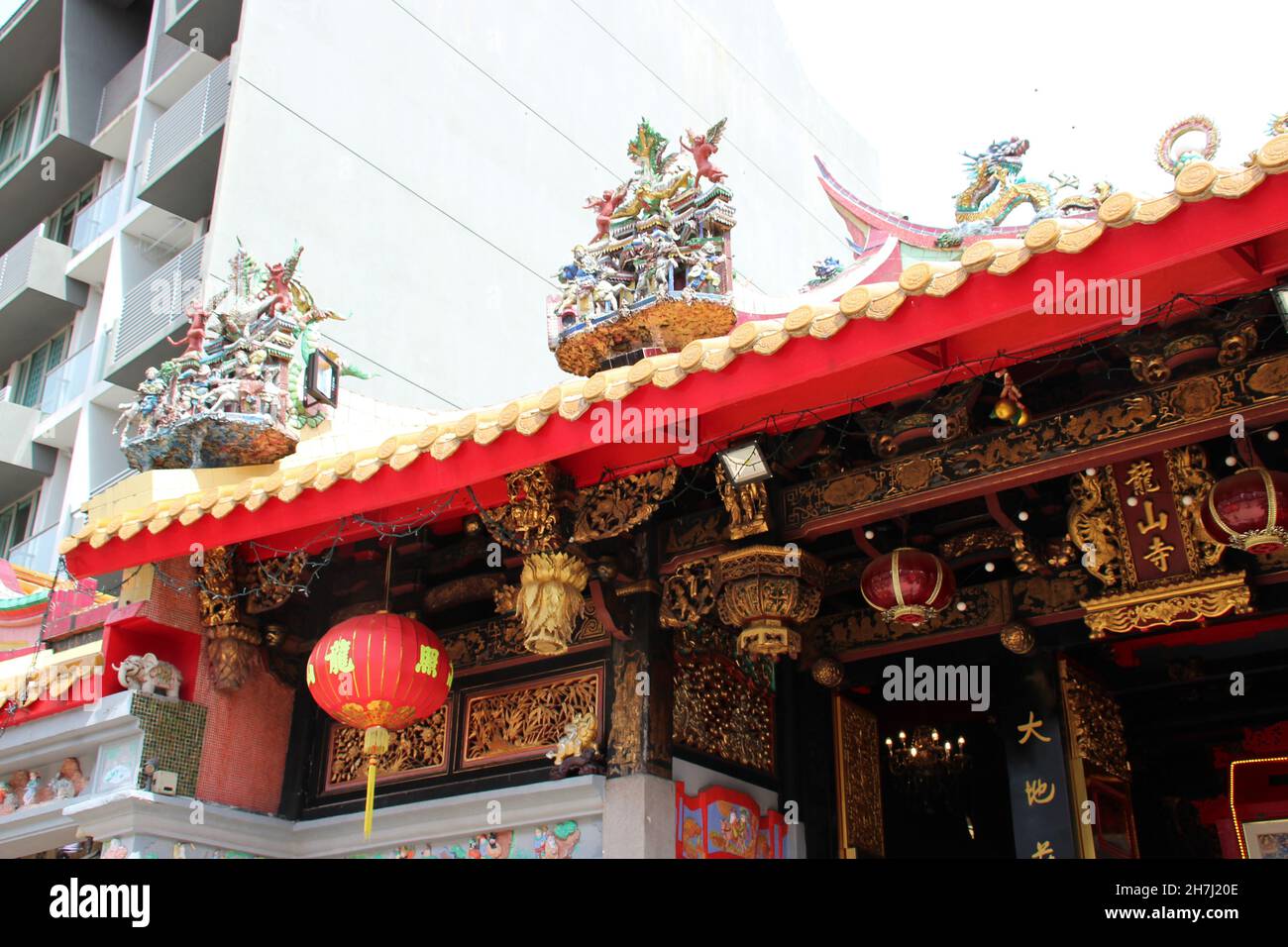 temple chinois (leong san see) à singapour Banque D'Images