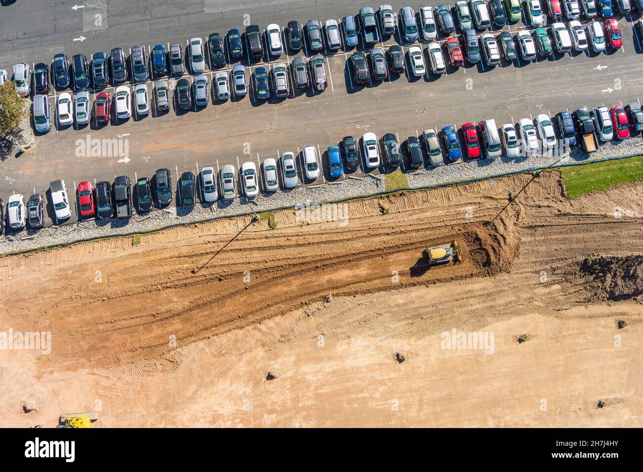 Vue aérienne de l'agrandissement du parc de stationnement, Pennsylvanie, États-Unis Banque D'Images