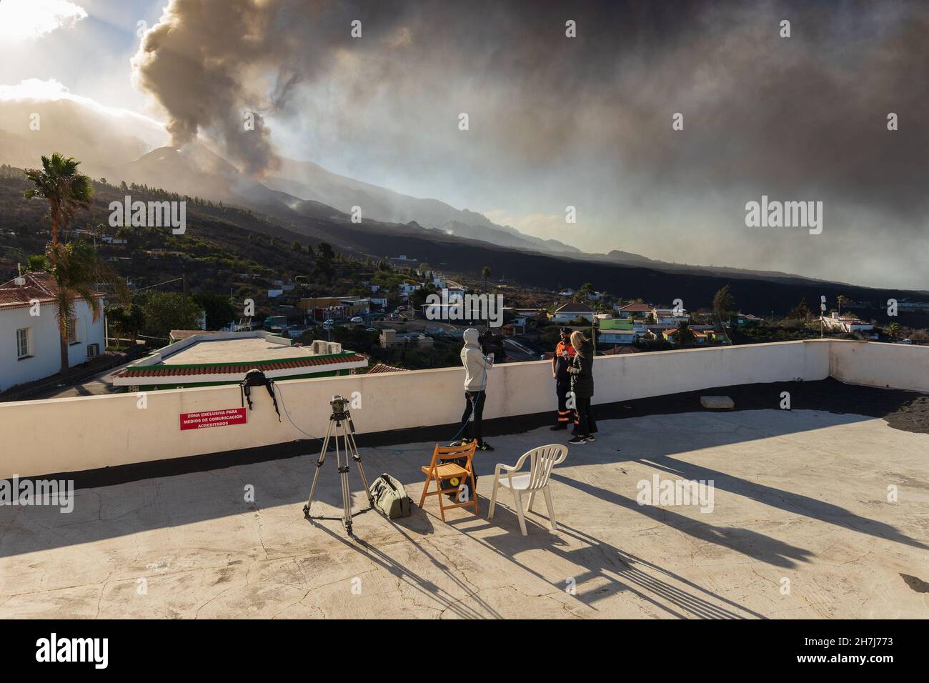 Vue sur l'éruption du volcan Cumbre Vieja.La Palma. Banque D'Images