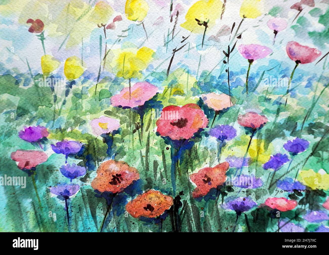 Art aquarelle peinture fleur design arrière-plan de thaïlande Banque D'Images