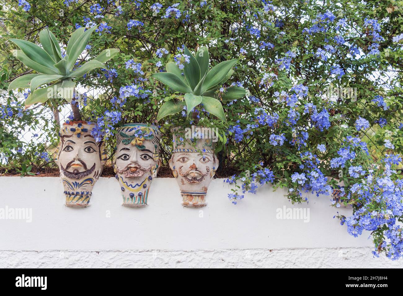 Pots de plantes traditionnels, Île Vulcano, Iles Eoliennes, Sicile, Italie Banque D'Images