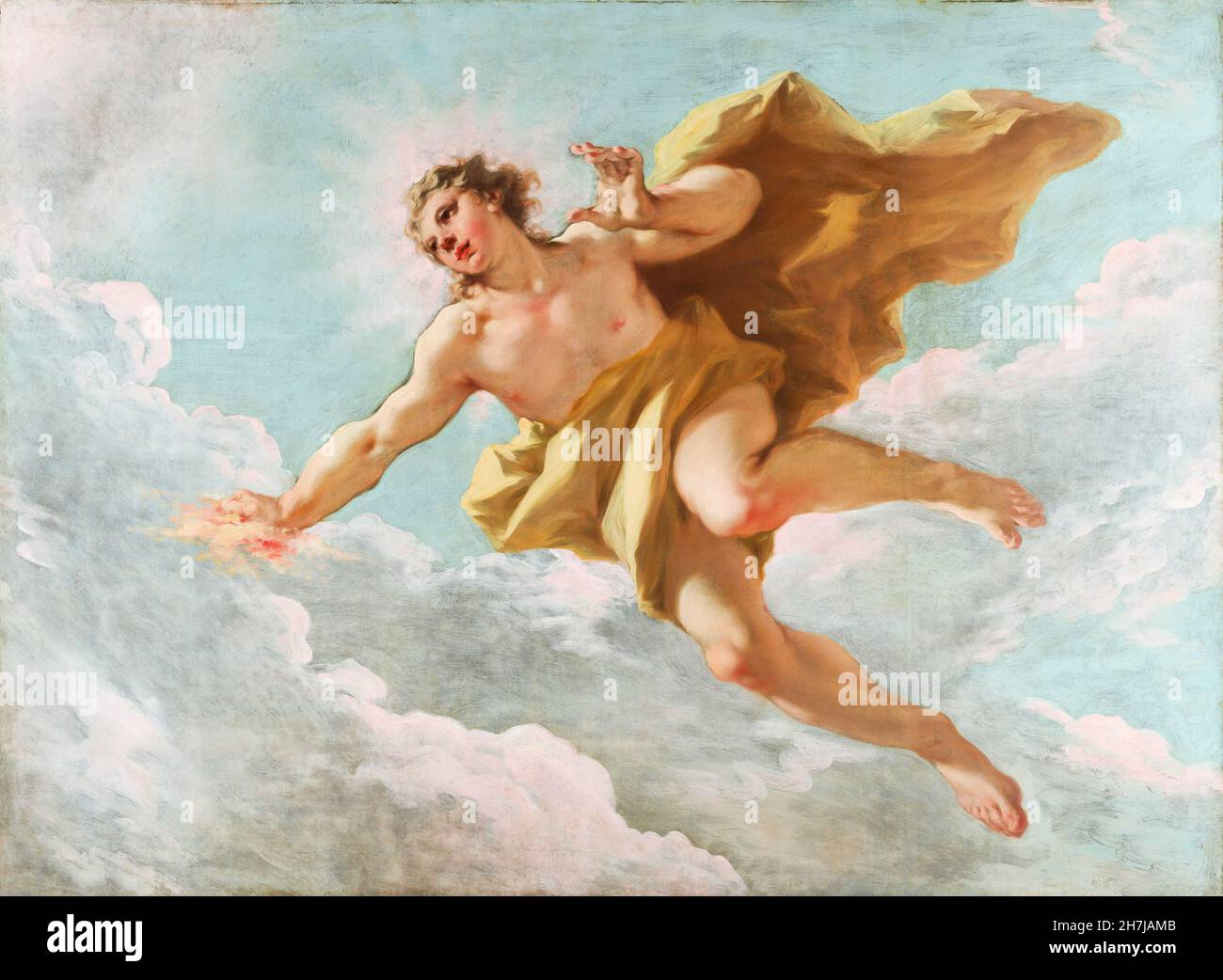 “Apollo”, peinture du peintre vénitien Giovanni Antonio Pellegrini (1675-1741), huile sur toile, 1718 Banque D'Images