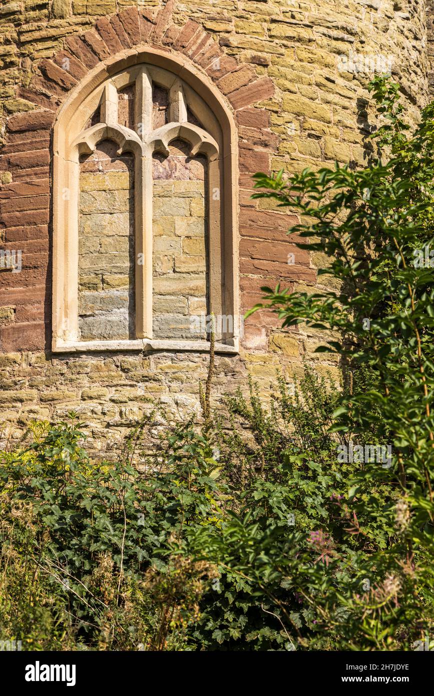 Fenêtre bloquée dans le château, Ludlow, Shropshire, Angleterre, Royaume-Uni Banque D'Images
