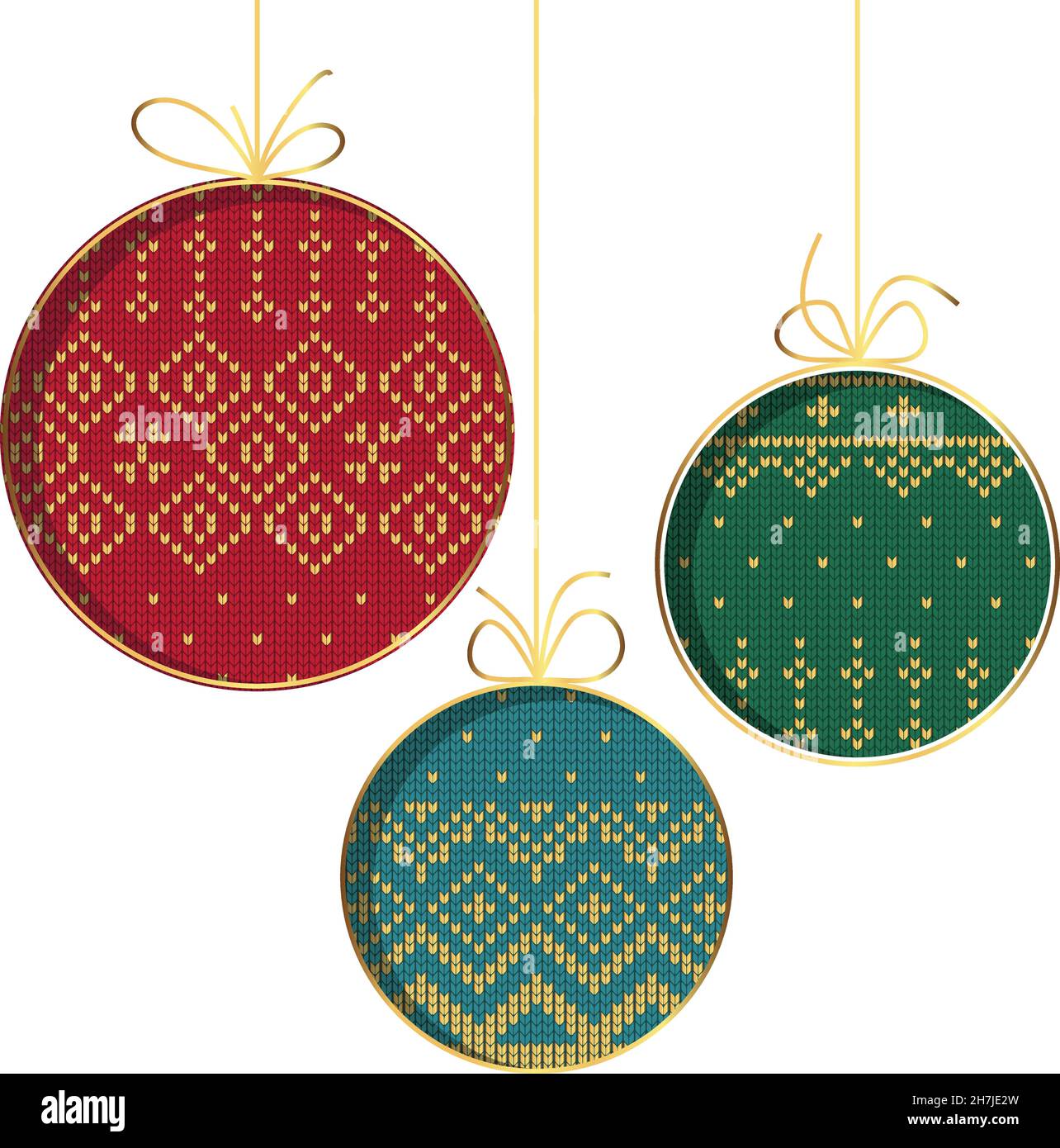 Boule d'arbre de Noël.Décoration brodée ou tricotée à la main Illustration de Vecteur