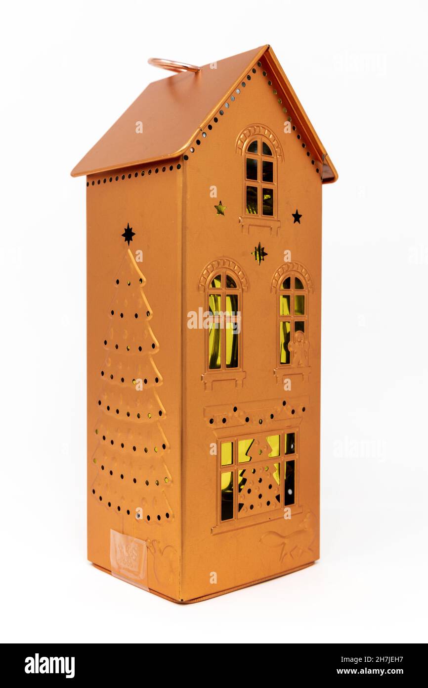 M&S Luxury Gold Tea Light House Banque D'Images