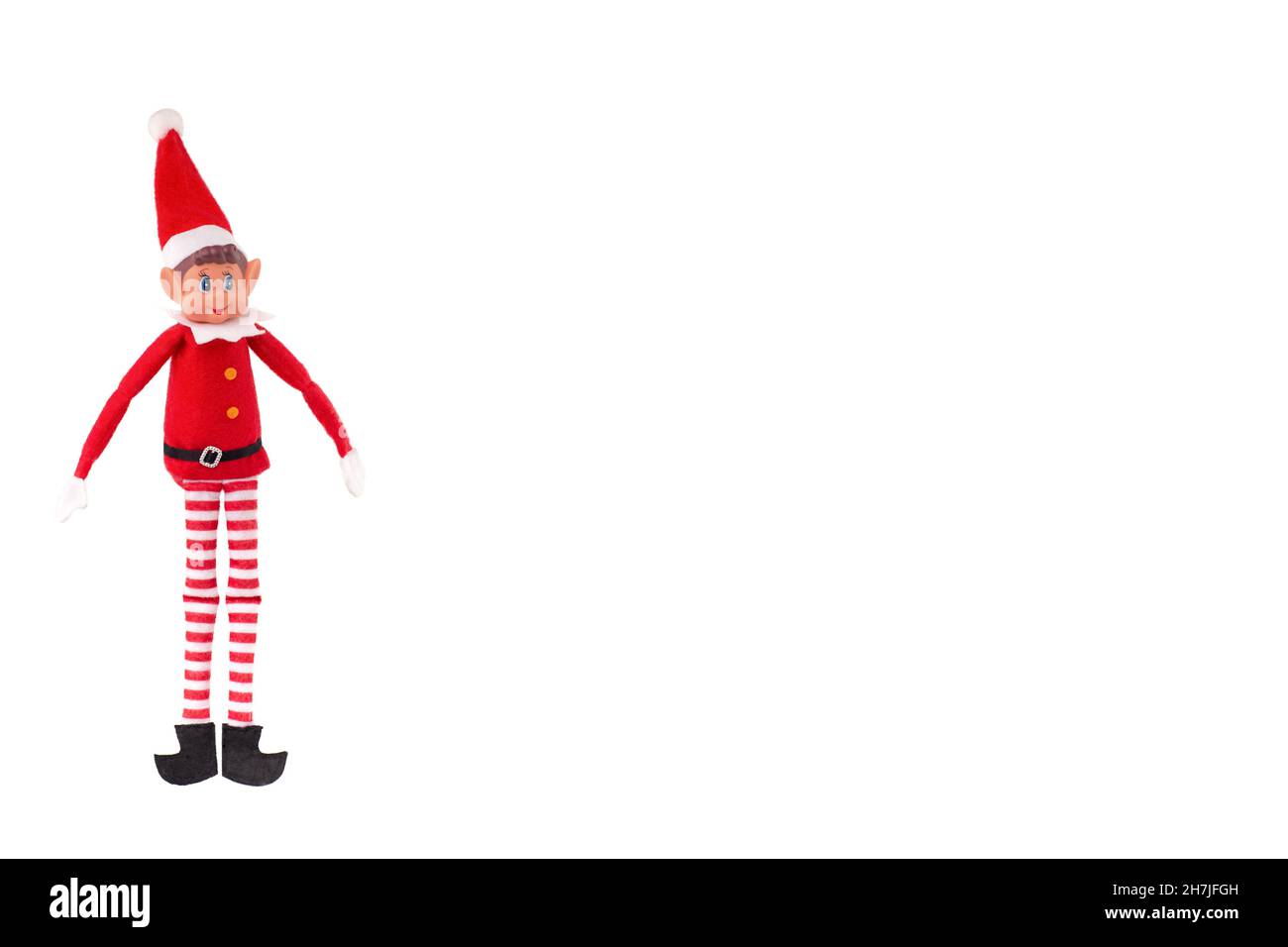 Jouet Elf de Noël sur un fond blanc isolé avec espace de copie.Esprit de Noël, tradition de Noël. Banque D'Images