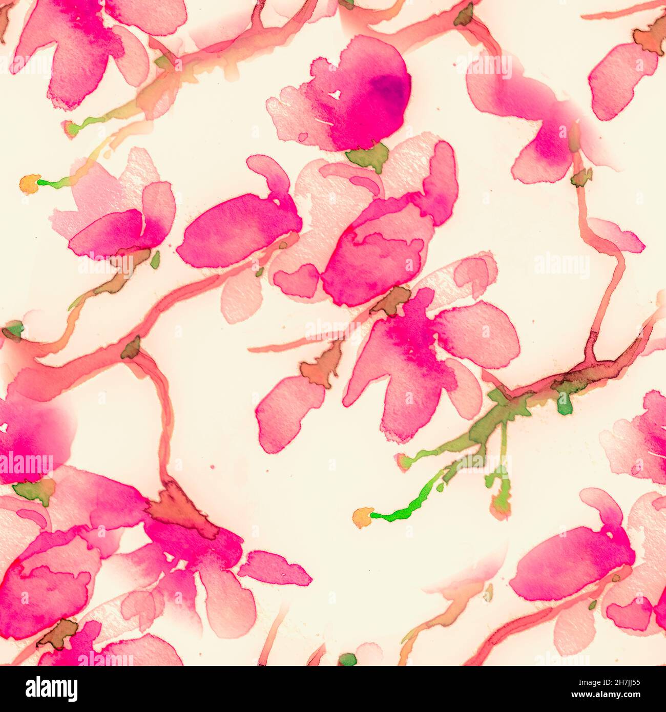 Fleur rose.Fond d'écran Cerise sans couture. Banque D'Images