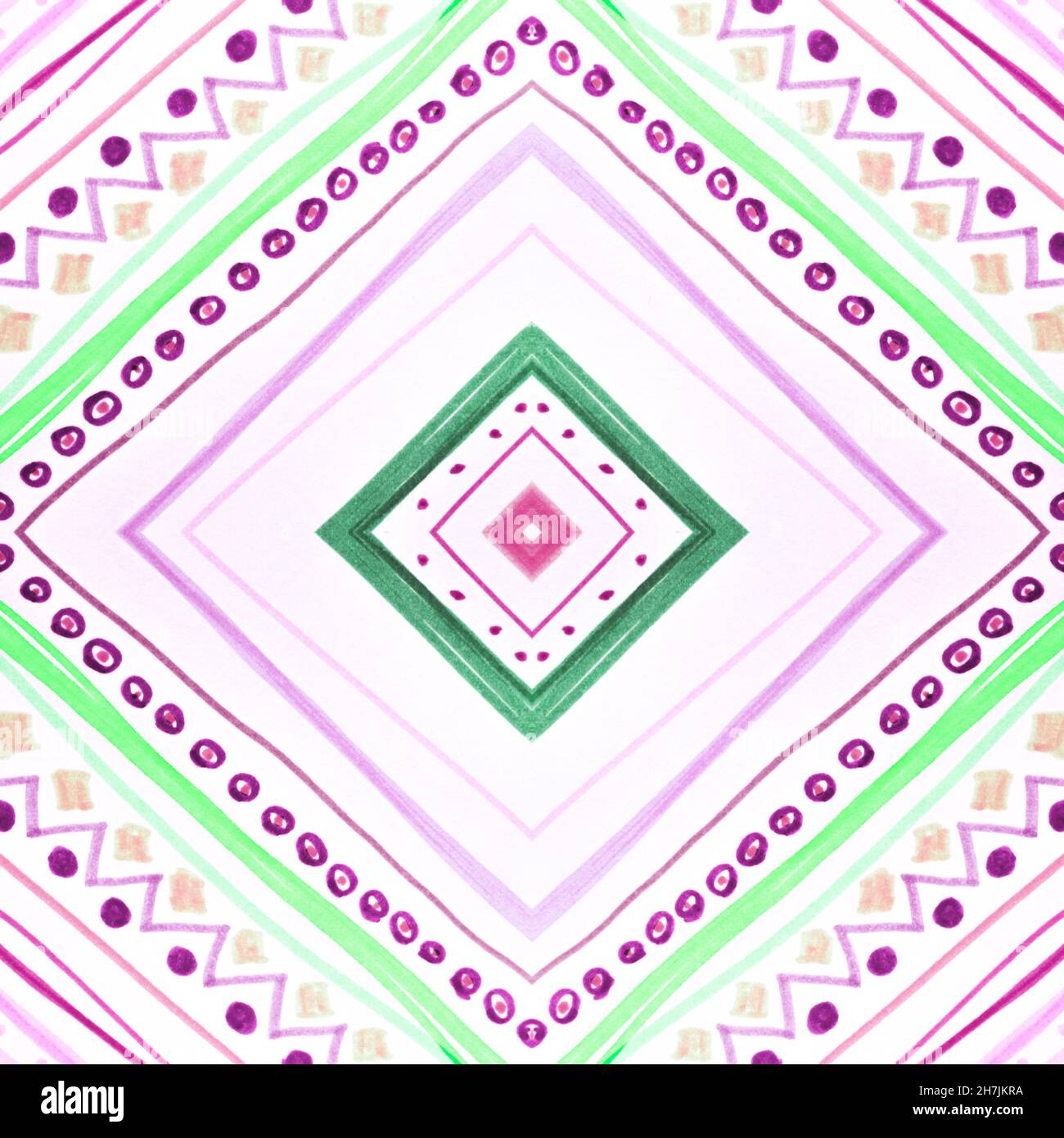 Rhombus aquarelle.Répétition géométrique sans couture. Banque D'Images