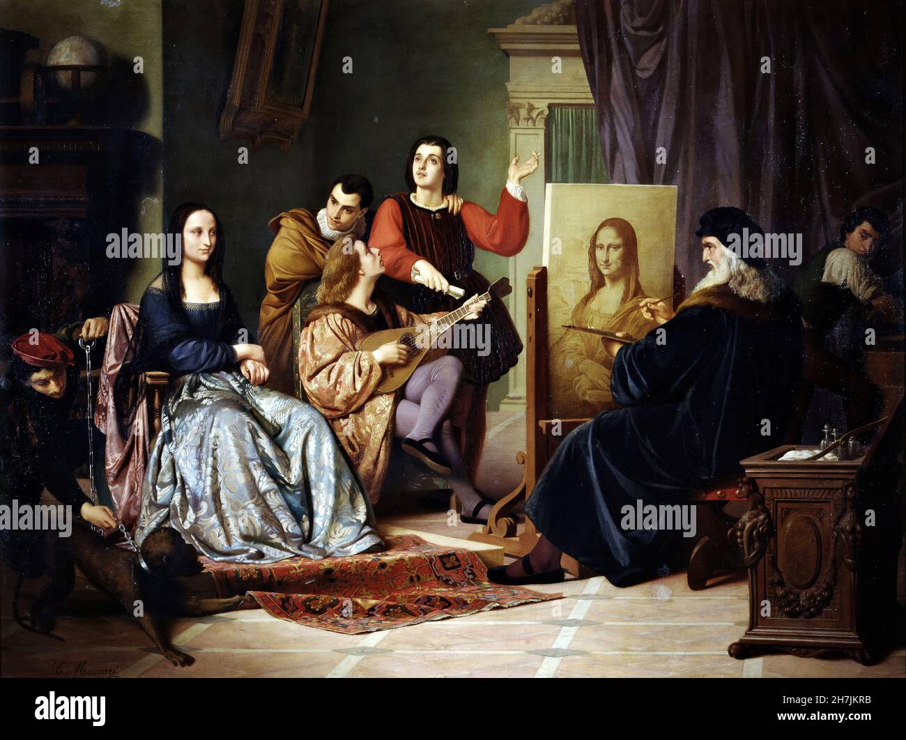 Cesare Maccari (1840-1919) - Leonardo pintando la Mona Lisa (1863) Banque D'Images