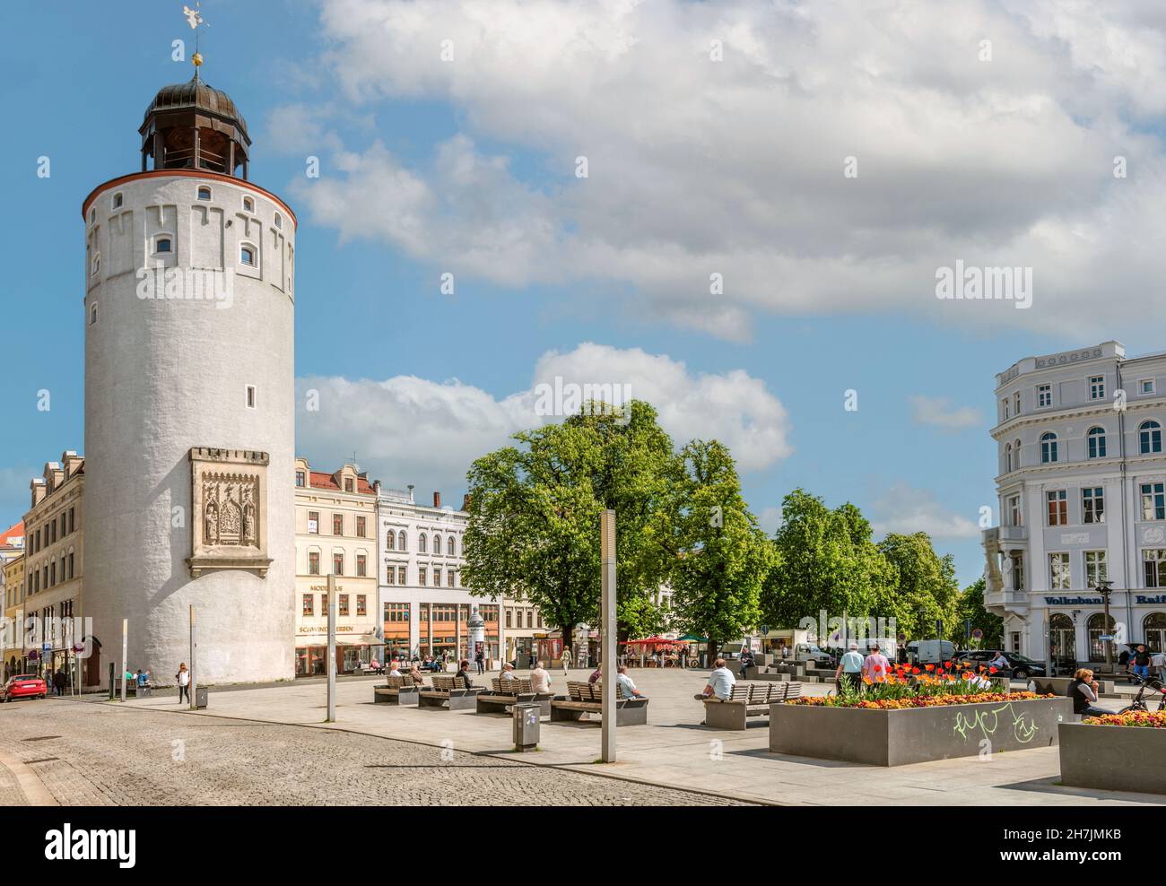 Dicker Turm ou Frauenturm dans le centre-ville de Goerlitz, Saxe, Allemagne Banque D'Images