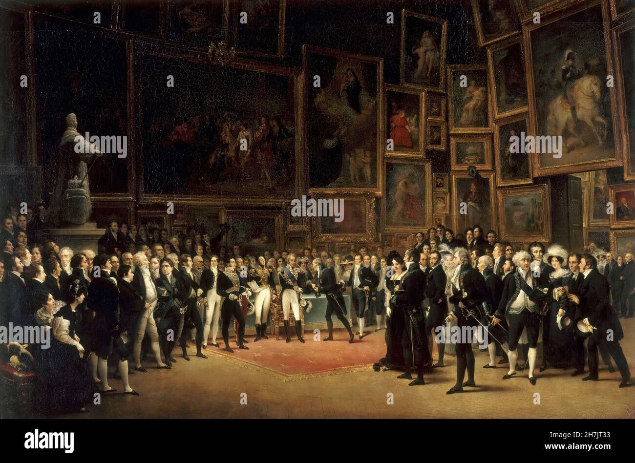 FRANCAIS Joseph Heim - Charles X décernant des distinctions honorifiques aux artistes au salon de 1824 (1827) Banque D'Images