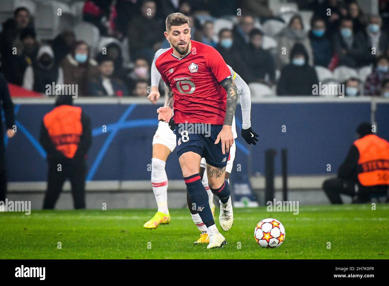 Lille, France, 23 novembre 2021, XEKA de Lille pendant la Ligue des champions de l'UEFA, le match de football du Groupe G entre Lille LOSC et le FC Salzburg le 23 novembre 2021 au stade Pierre Mauroy à Villeneuve-d'Ascq près de Lille, France - photo: Matthieu Mirville/DPPI/LiveMedia crédit: Independent photo Agency/Alay Live News Banque D'Images Lille, France, 23 novembre 2021, XEKA de Lille pendant la Ligue des champions de l'UEFA, le match de football du Groupe G entre Lille LOSC et le FC Salzburg le 23 novembre 2021 au stade Pierre Mauroy à Villeneuve-d'Ascq près de Lille, France - photo: Matthieu Mirville/DPPI/LiveMedia crédit: Independent photo Agency/Alay Live News Banque D'Images