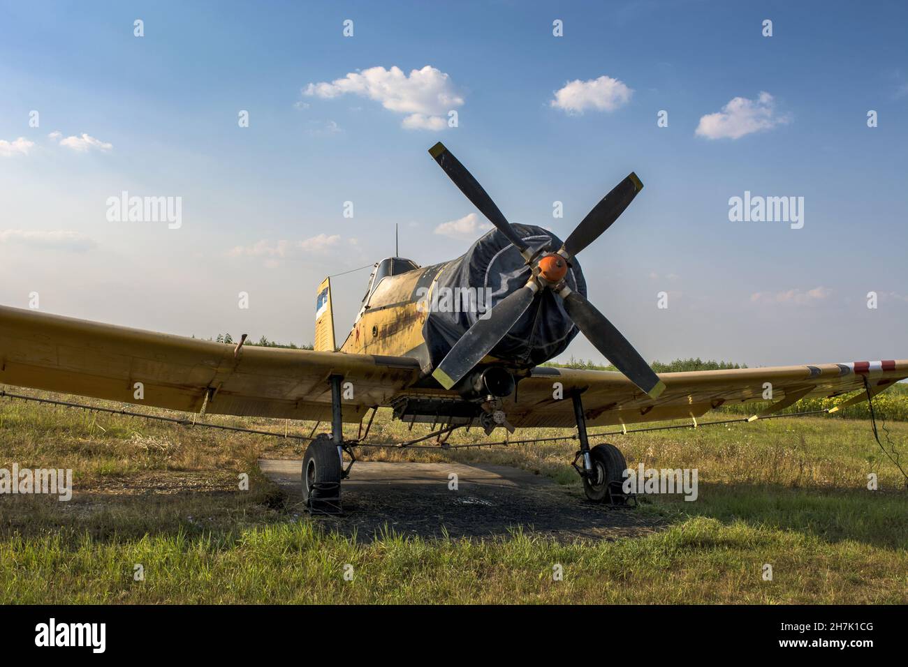 ZRENJANIN, SERBIE - 04 août 2015 : l'ancien avion dans le champ vert.Zrenjanin, Ecka, Serbie. Banque D'Images ZRENJANIN, SERBIE - 04 août 2015 : l'ancien avion dans le champ vert.Zrenjanin, Ecka, Serbie. Banque D'Images