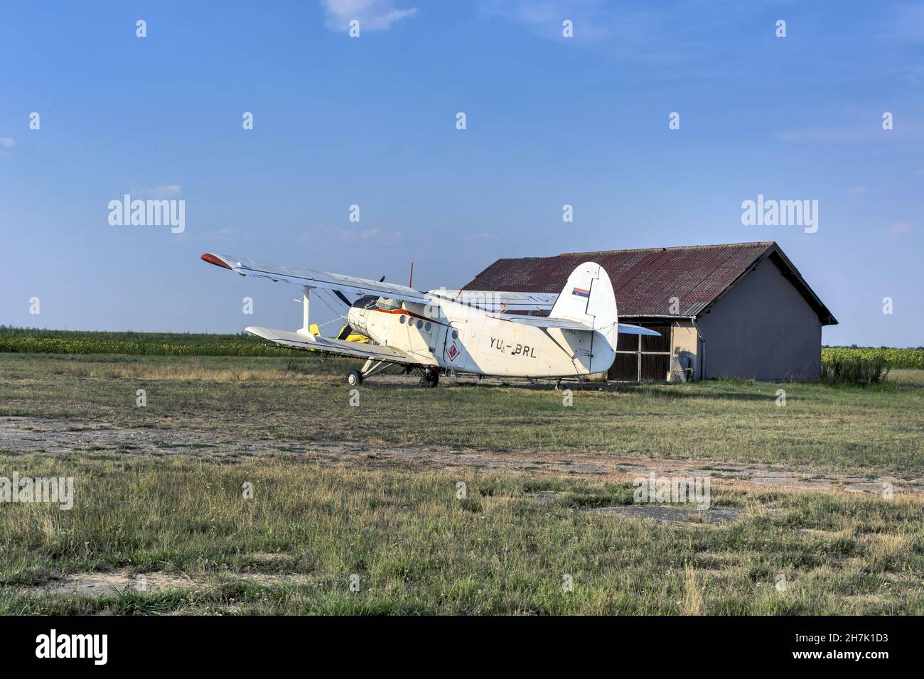 ZRENJANIN, SERBIE - 04 août 2015 : l'ancien avion dans le champ.Zrenjanin, Ecka, Serbie. Banque D'Images ZRENJANIN, SERBIE - 04 août 2015 : l'ancien avion dans le champ.Zrenjanin, Ecka, Serbie. Banque D'Images