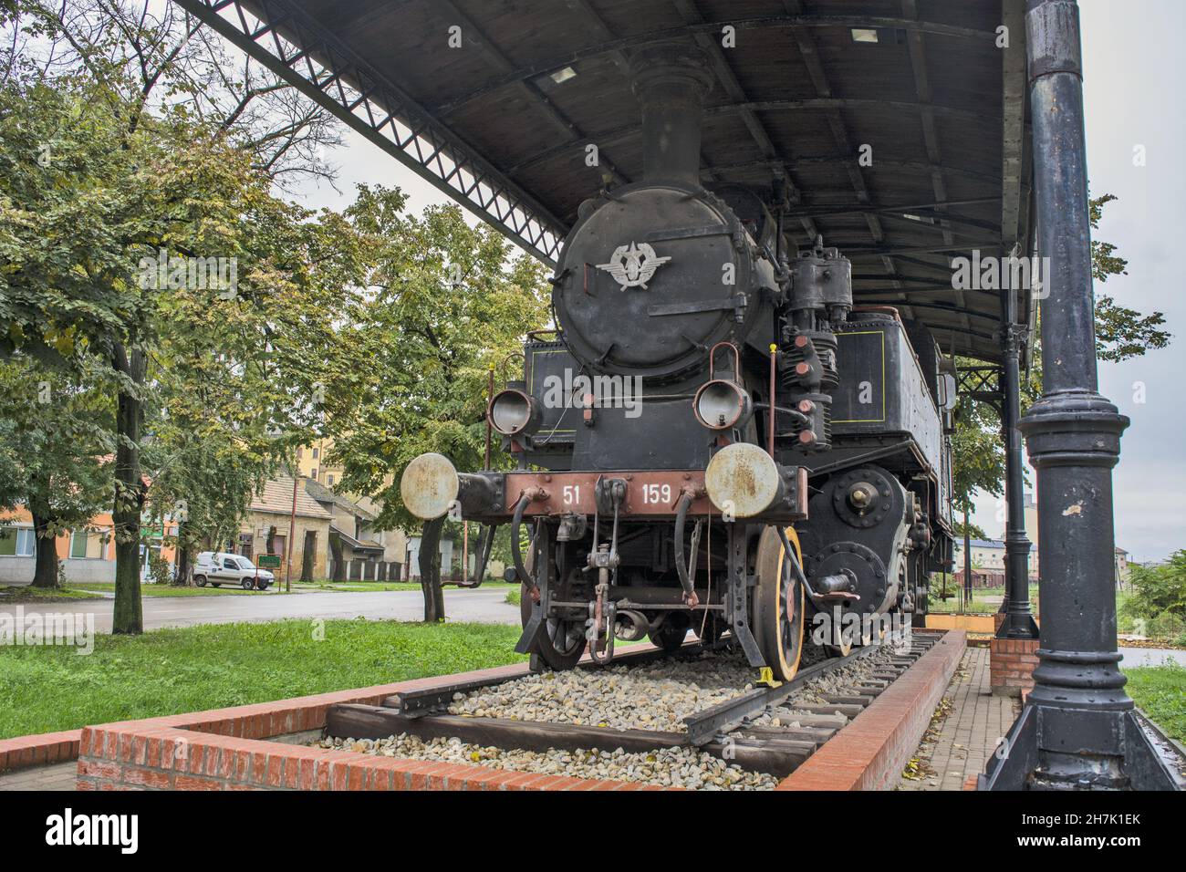 KIKINDA, SERBIE - 17 octobre 2015 : l'ancienne série de locomotives à vapeur 51 - 159 fabriquée en Hongrie vers 1910.Kikinda, Serbie. Banque D'Images