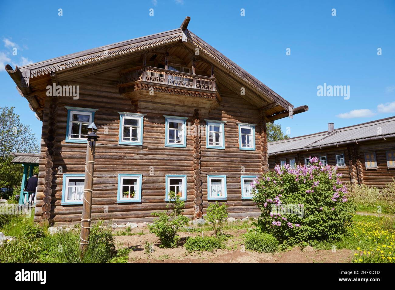 Vieux village de la XIXSiècle de Vologda dans le village musée Verkhnije Mandrogi sur la rivière Svir, le milieu SWIR, Lénine-Volga-canal Baltique, Leni Banque D'Images