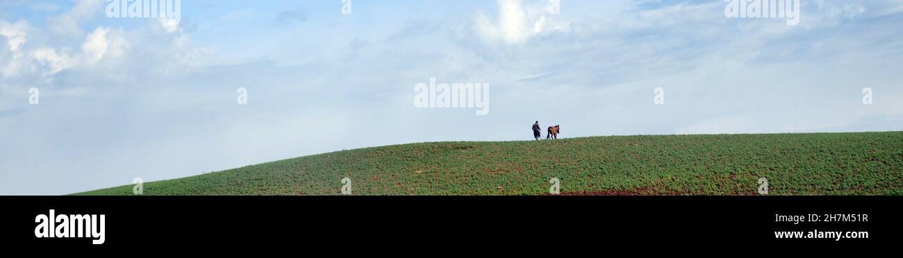 Paysage pastoral dans le nord du Maroc. Banque D'Images