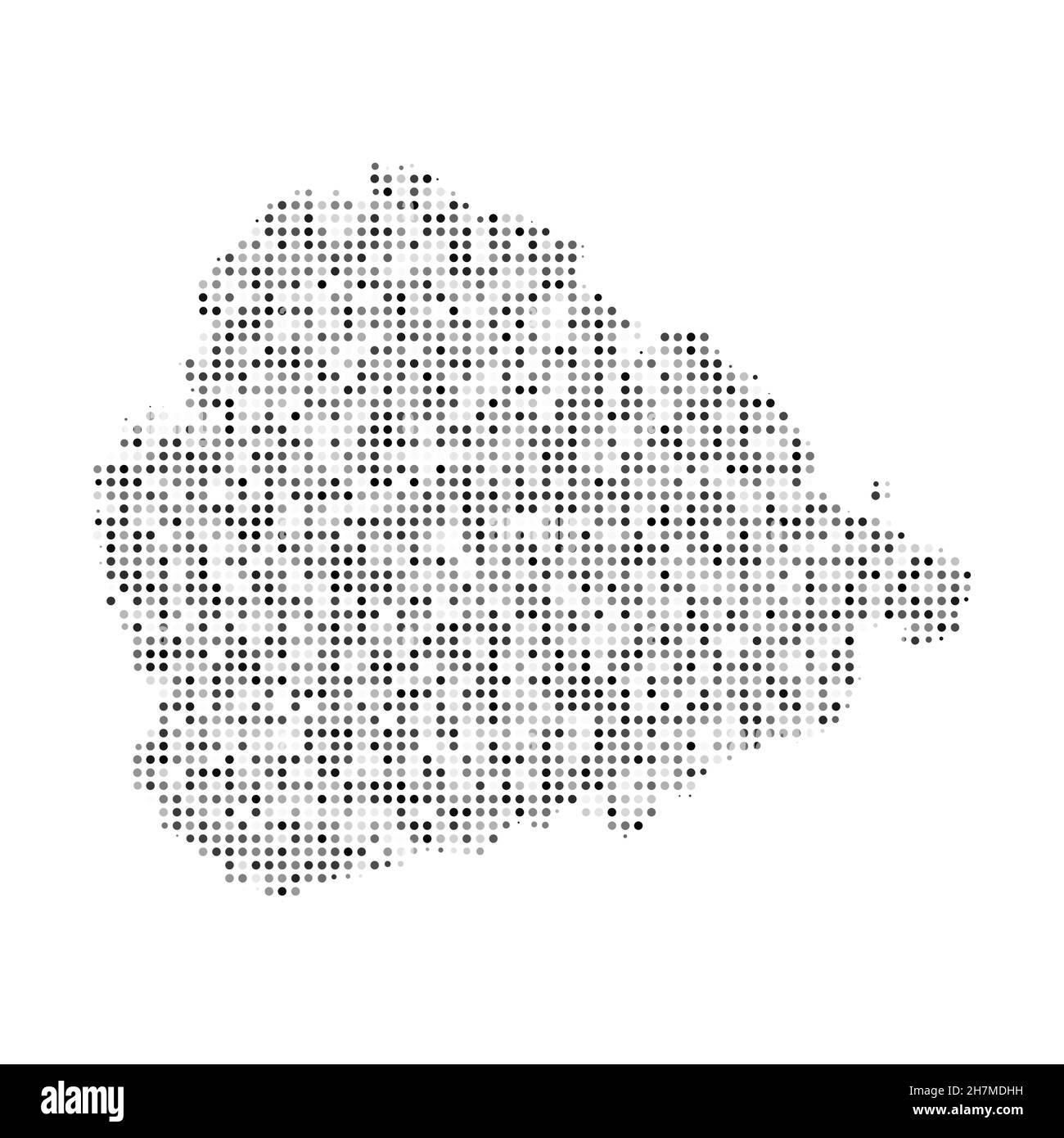 Carte vectorielle en pointillés noir et blanc de l'île Ascension.Illustration vectorielle numérique de la carte de pays à motif pointillé. Illustration de Vecteur