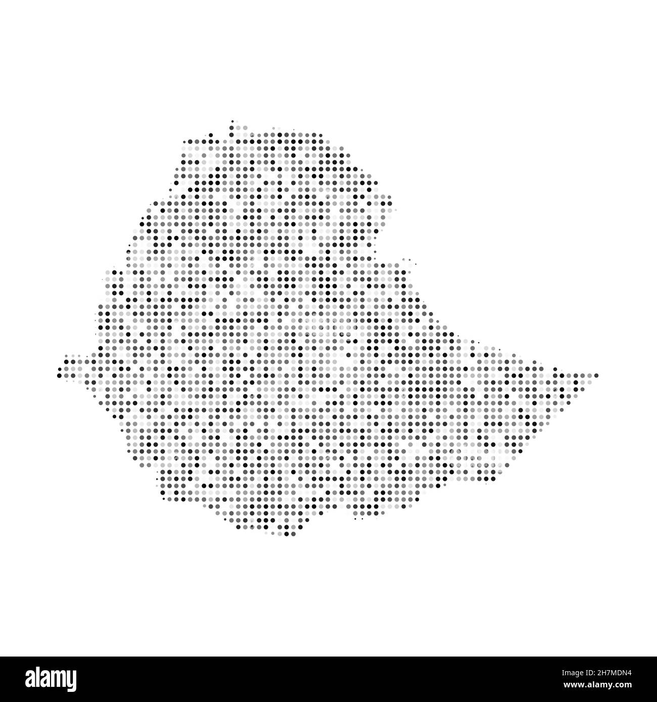 Carte vectorielle des effets de demi-teinte en pointillé noir et blanc abstraite de l'Éthiopie.Illustration vectorielle numérique de la carte de pays à motif pointillé. Illustration de Vecteur