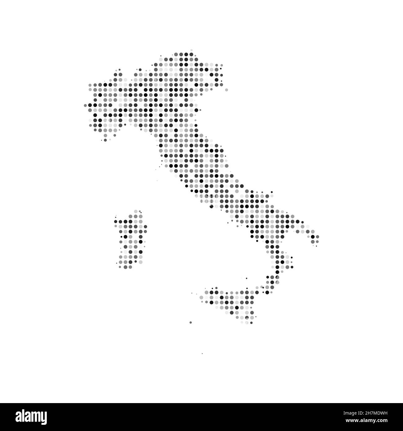 Carte vectorielle des effets de demi-teinte en pointillé noir et blanc de l'Italie.Illustration vectorielle numérique de la carte de pays à motif pointillé. Illustration de Vecteur