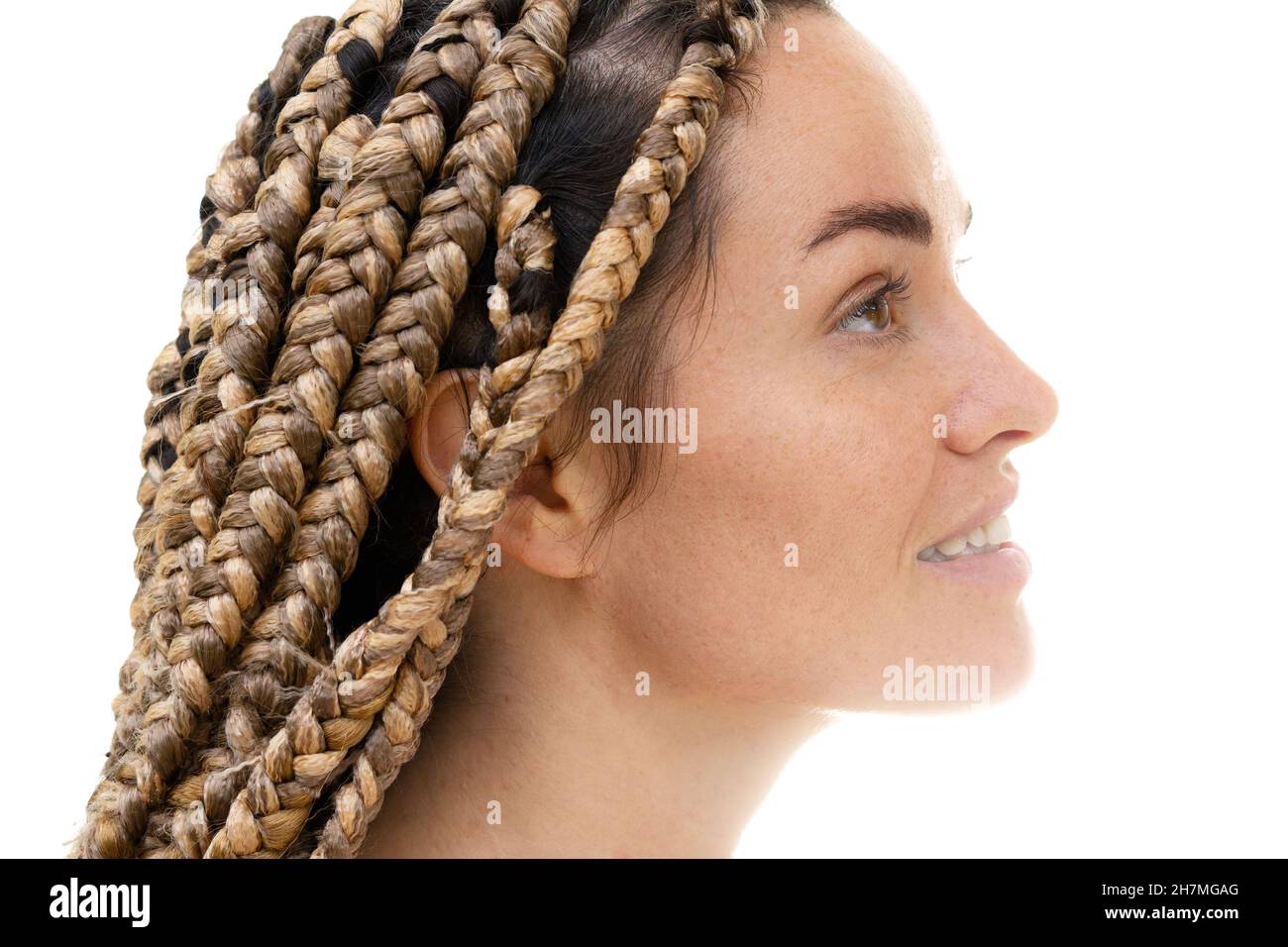 Un portrait de profil d'une femme européenne attrayante. Banque D'Images