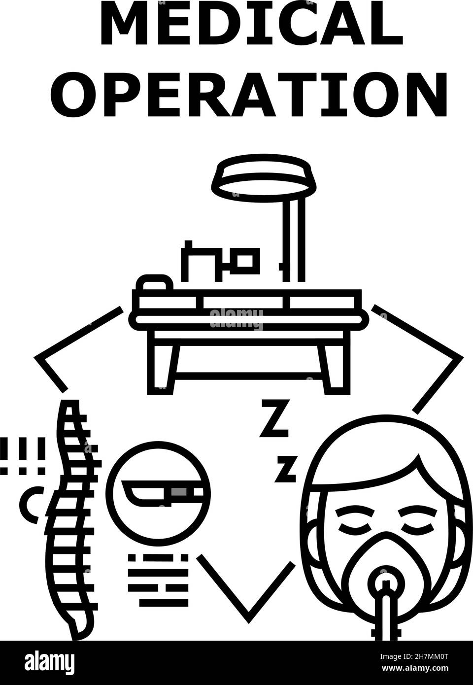 Illustration noire du concept de traitement pour opération médicale Illustration de Vecteur