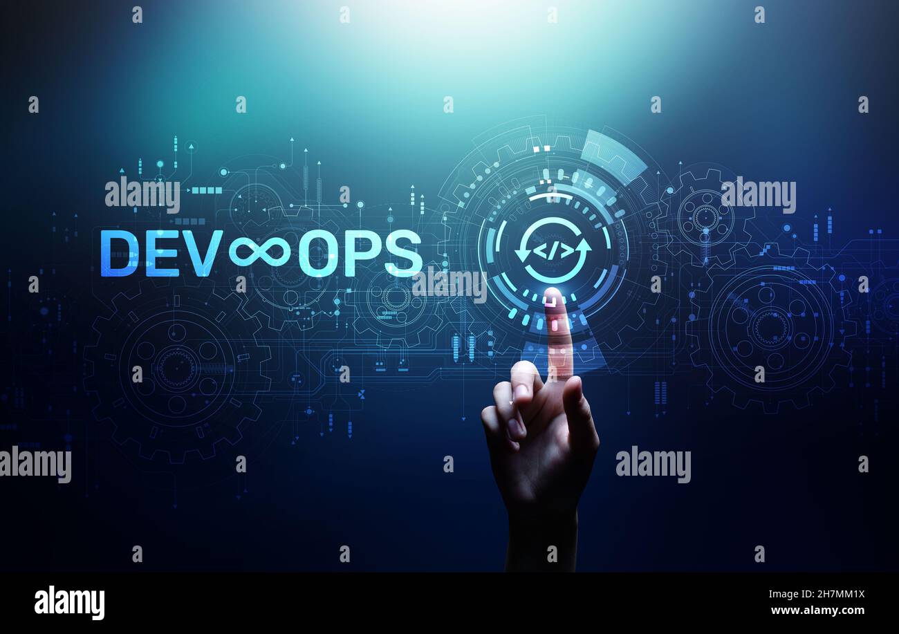 DevOps Méthodologie développement opérations Agil concept de technologie de programmation. Banque D'Images