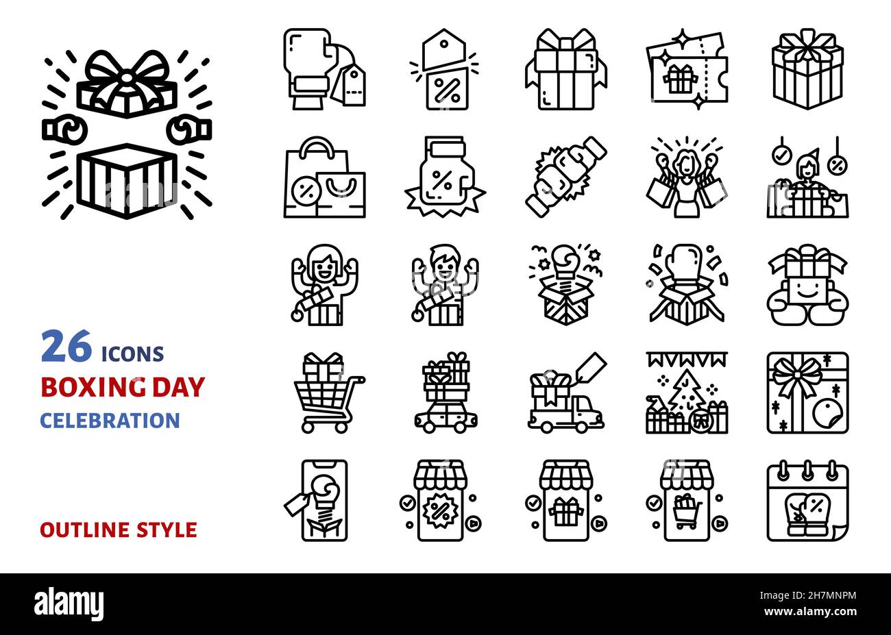 Illustration de l'ensemble de vecteurs d'icône du solde du lendemain de Noël Illustration de Vecteur