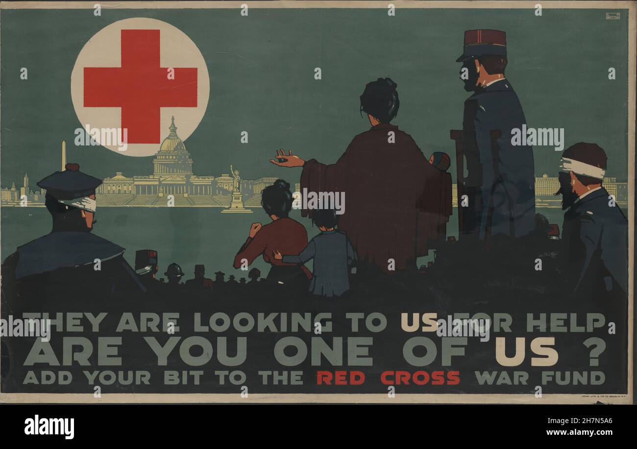 Affiche de la Croix-Rouge - propagande de la première Guerre mondiale des États-Unis - 514 Banque D'Images