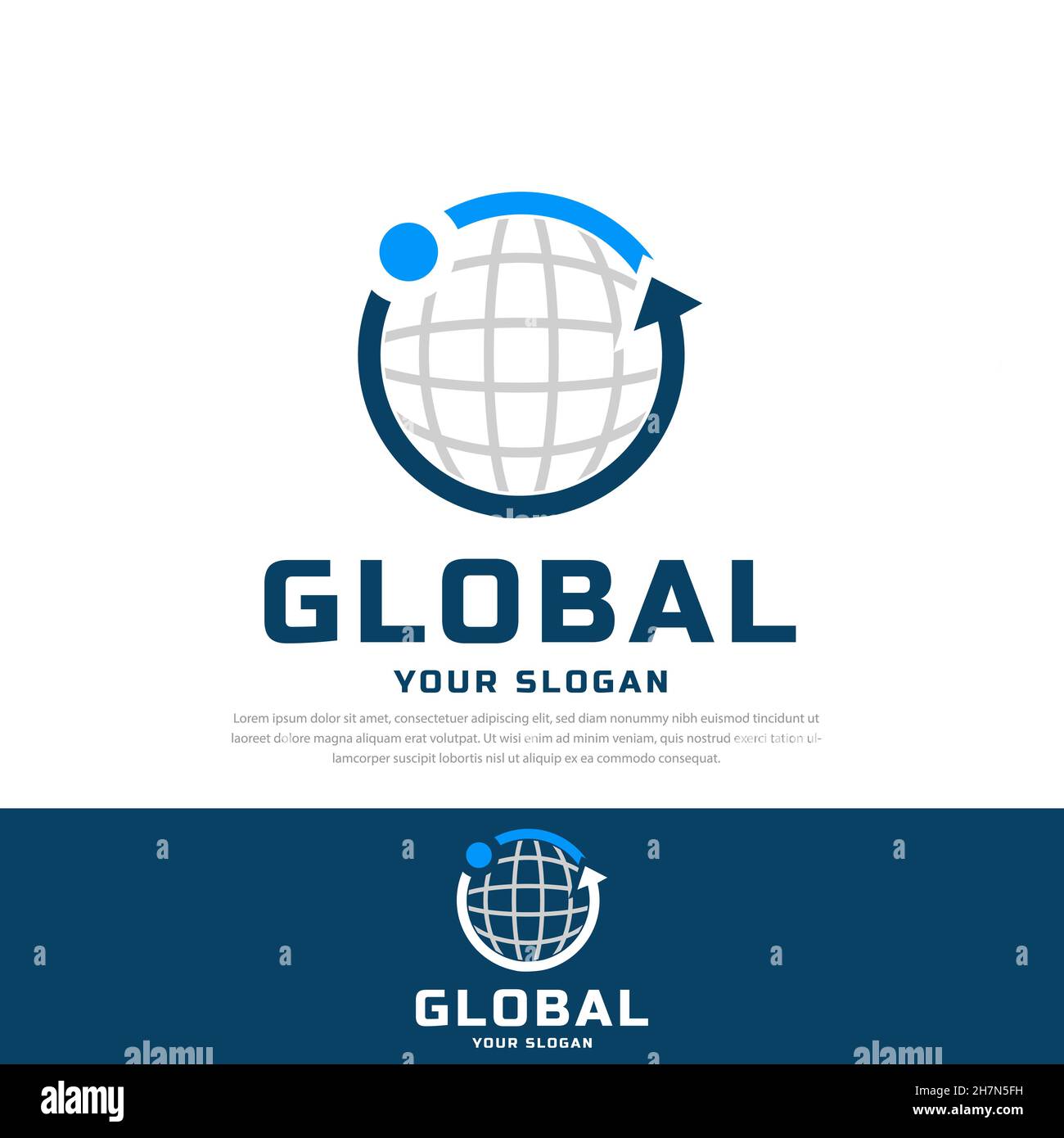 Modèle, symbole, illustration de l'icône représentant une flèche circulaire et un globe logo.design Illustration de Vecteur