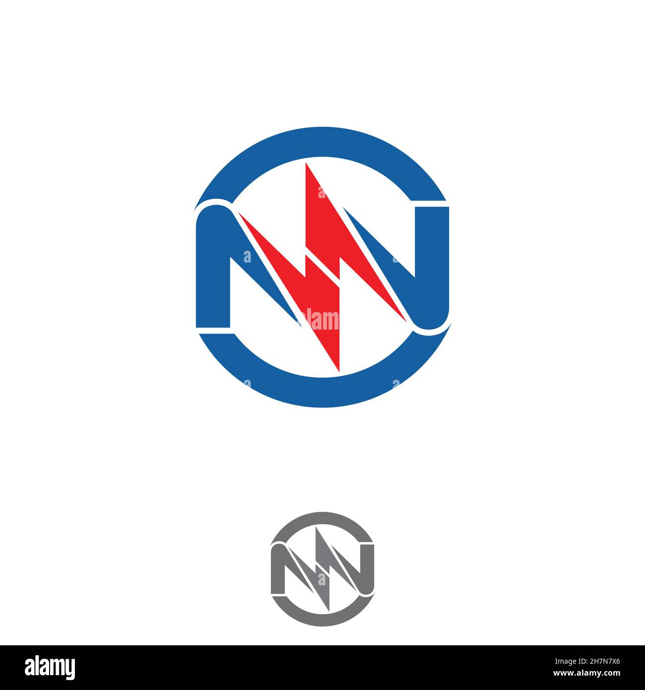 Lettre simple NN symbole de la technologie de forme moderne avec un coup de tonnerre.Illustration vectorielle EPS.8 EPS.10 Illustration de Vecteur