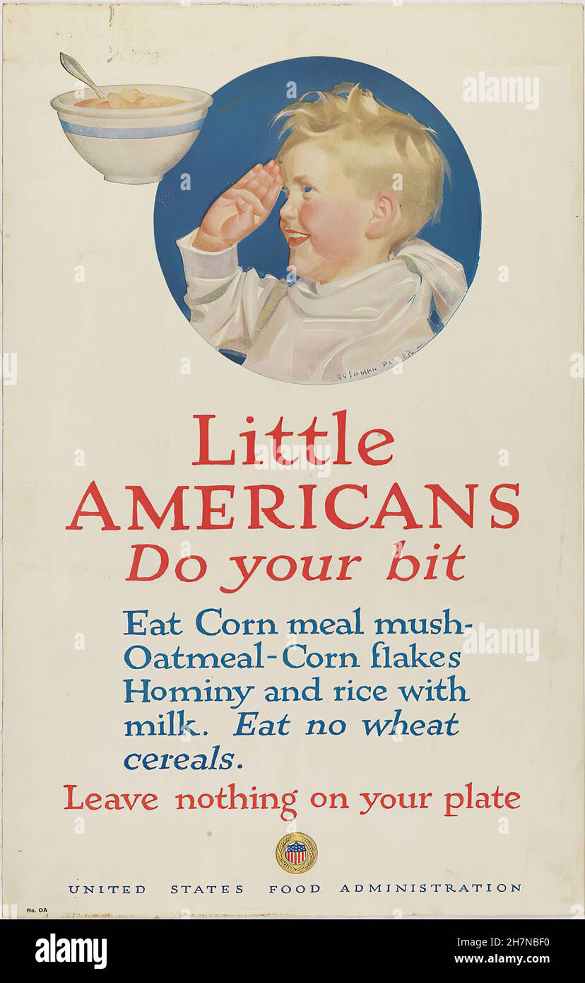 Les petits Américains font votre part - la première Guerre mondiale U.S.A Affiche de propagande Banque D'Images