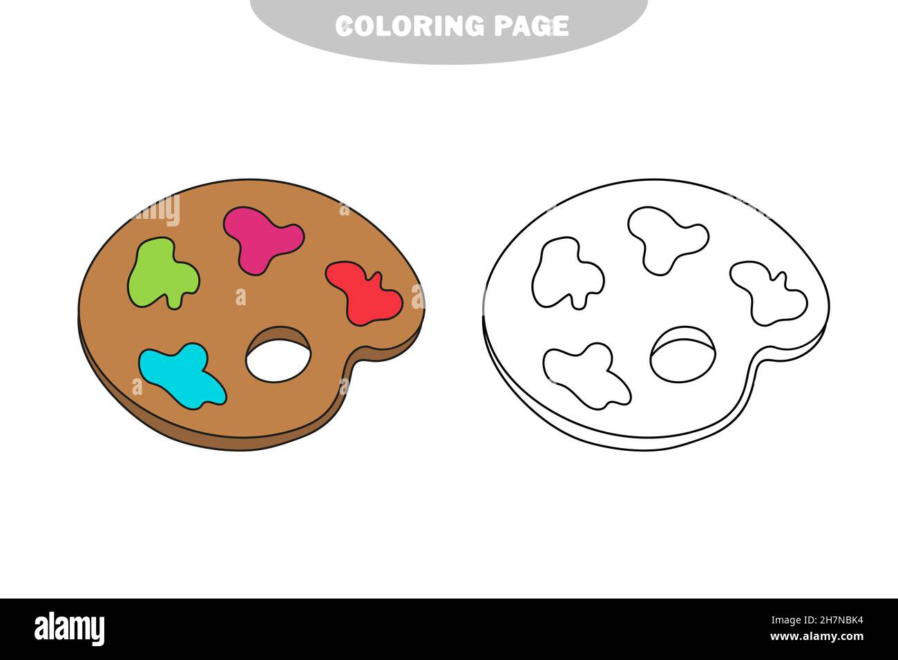 Page de coloriage simple.Palette de peintures - livre de coloriage