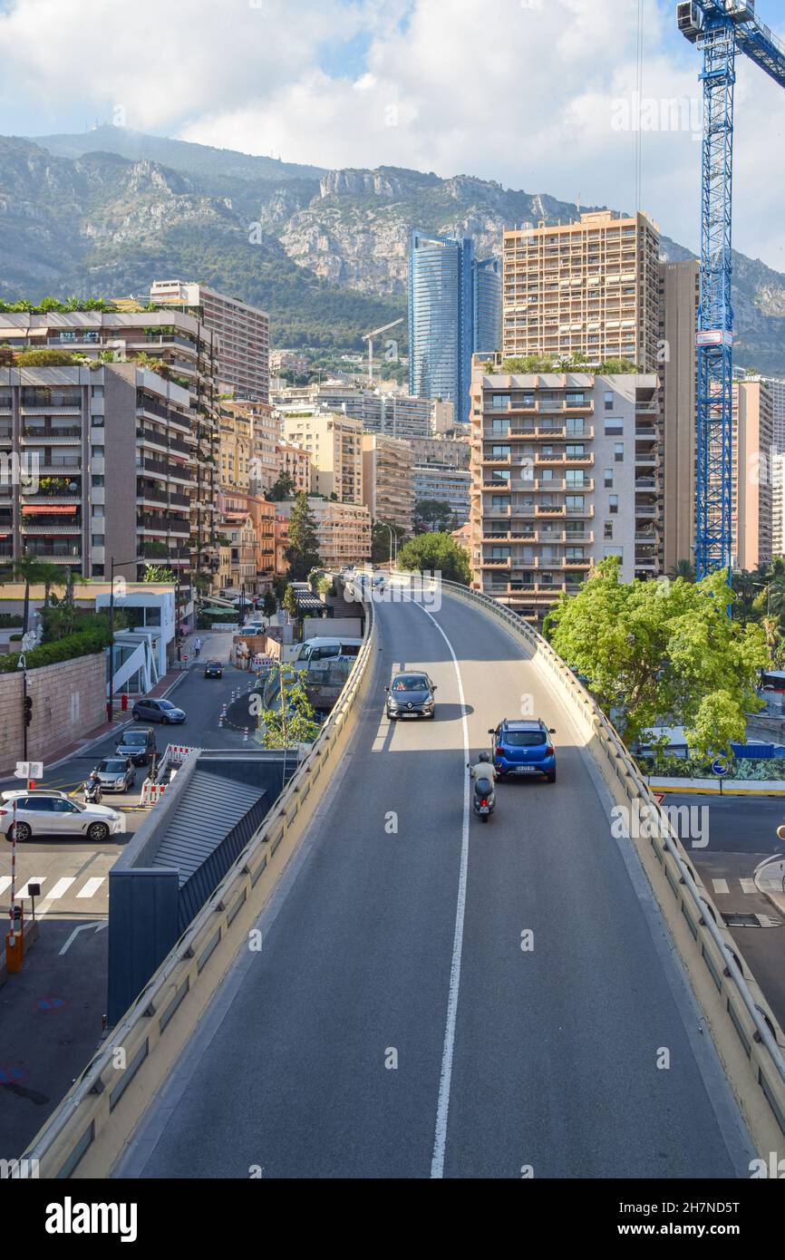 Boulevard du Larvotto Viaduct, Monte Carlo, Monaco. Banque D'Images