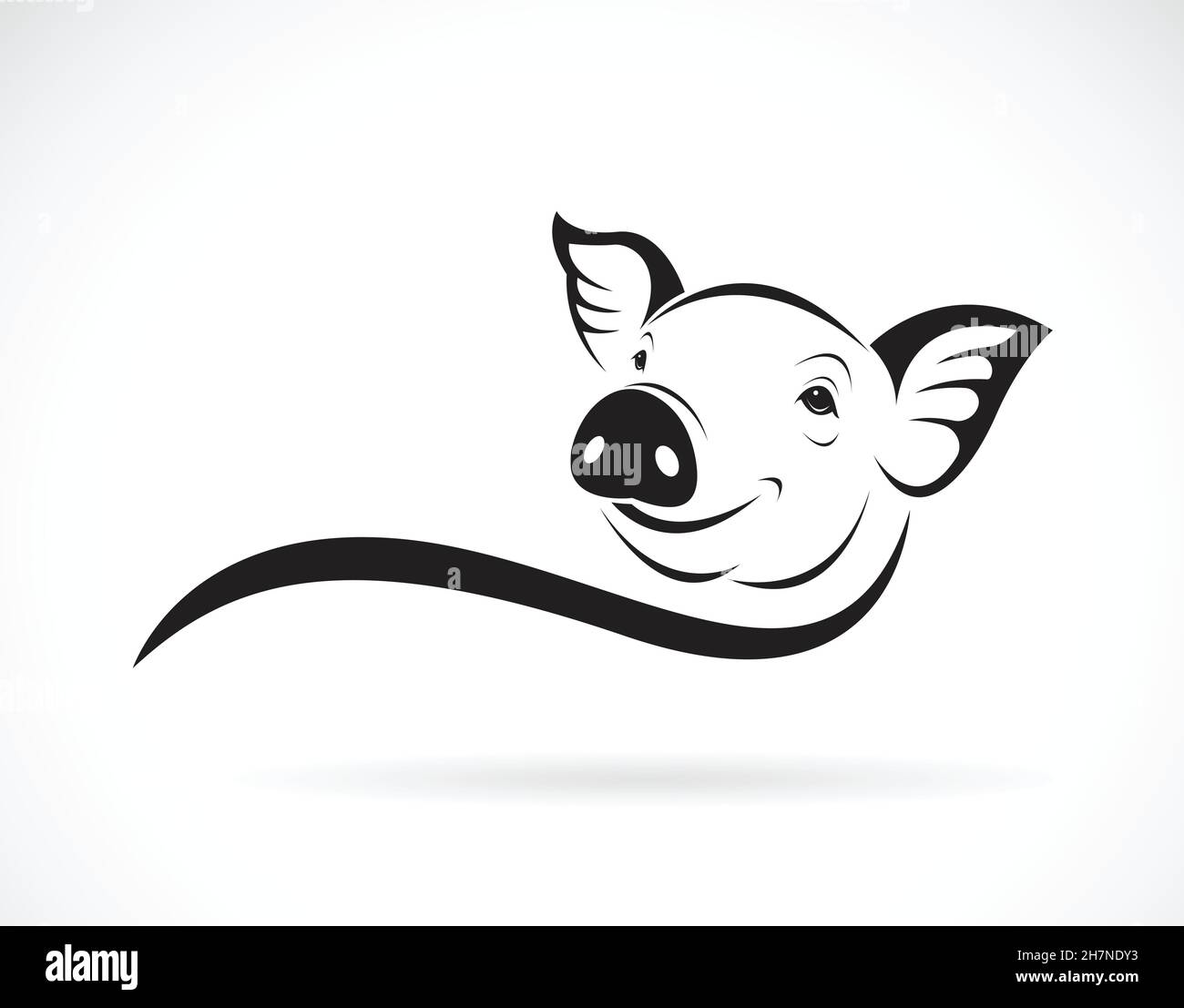 Vecteur de la tête de porc sur fond blanc. Ferme d'animaux. Illustration vectorielle superposée facile à modifier. Illustration de Vecteur