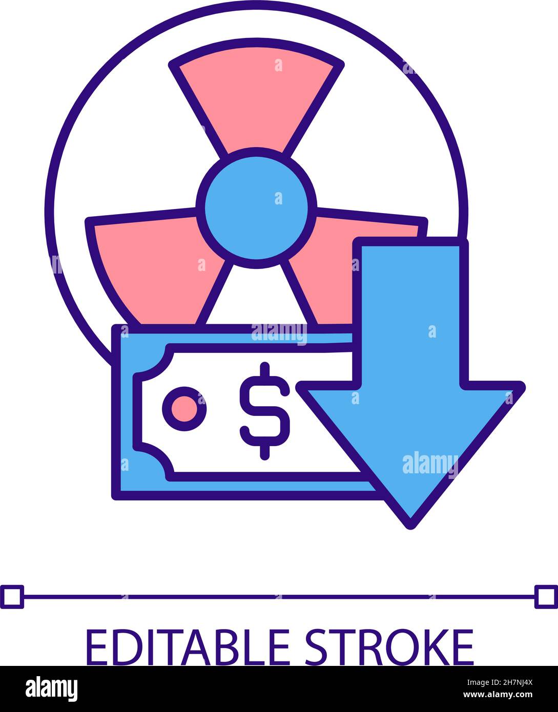 Icône de couleur RVB à faible coût d'énergie nucléaire Illustration de Vecteur