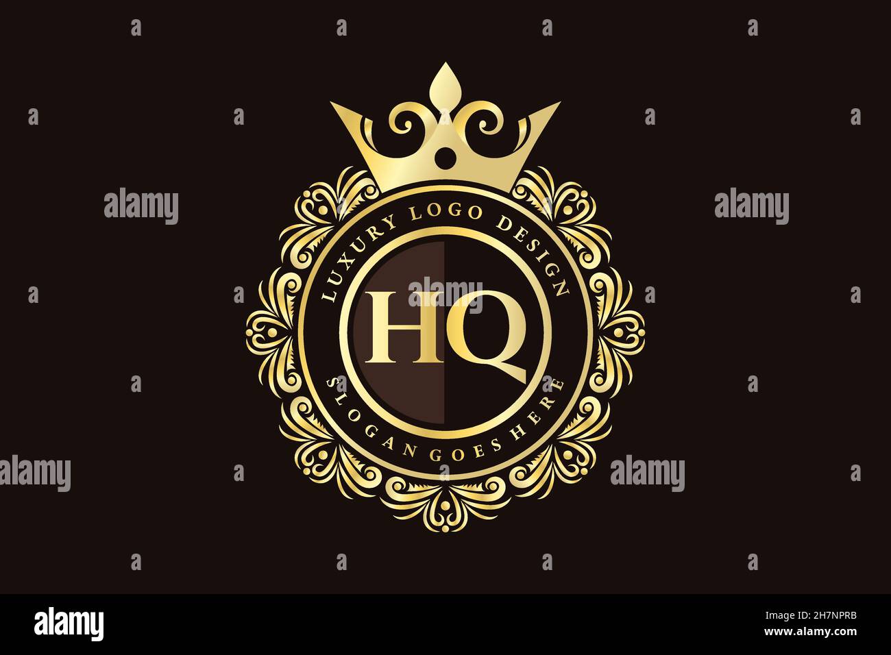 HQ lettre initiale Or calligraphique féminin floral dessiné à la main heraldic monogramme ancien style vintage luxe logo design Premium Illustration de Vecteur