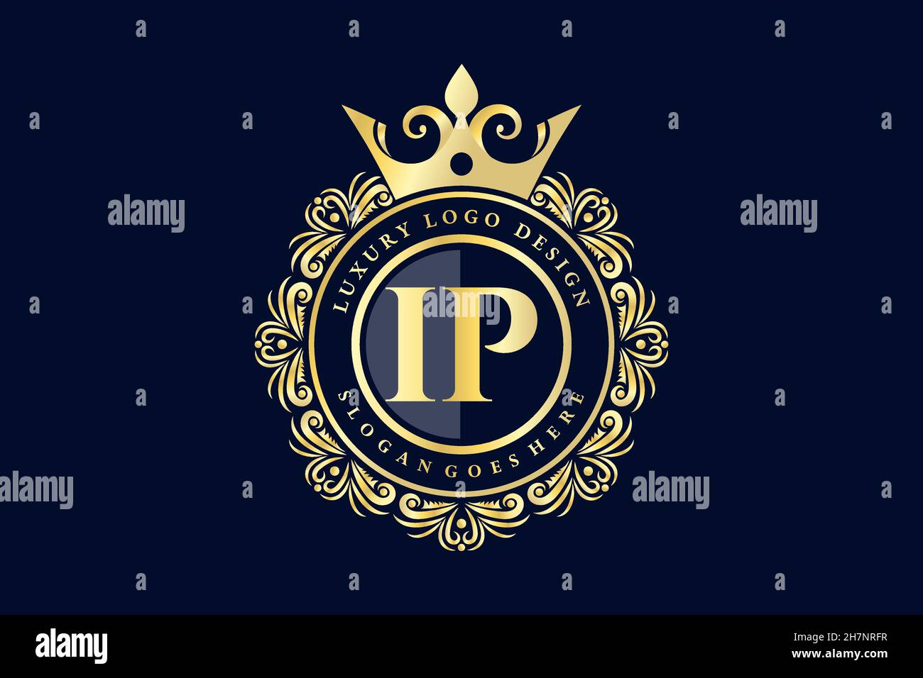 IP lettre initiale Or calligraphique féminin floral dessiné à la main heraldique monogramme ancien style vintage luxe logo design Premium Illustration de Vecteur