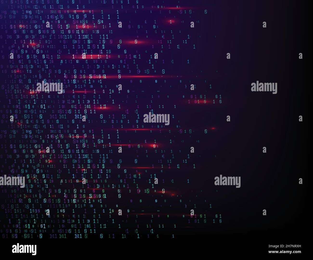 Technologie numérique à code binaire. Tri des données. Du chaos au système. Intelligence artificielle.Big Data.système intelligent. Illustration de Vecteur