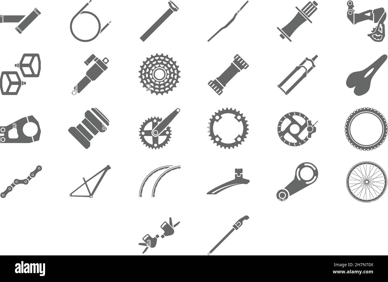 Icônes de composants et pièces de vélo pour le menu eshop. Illustration de Vecteur