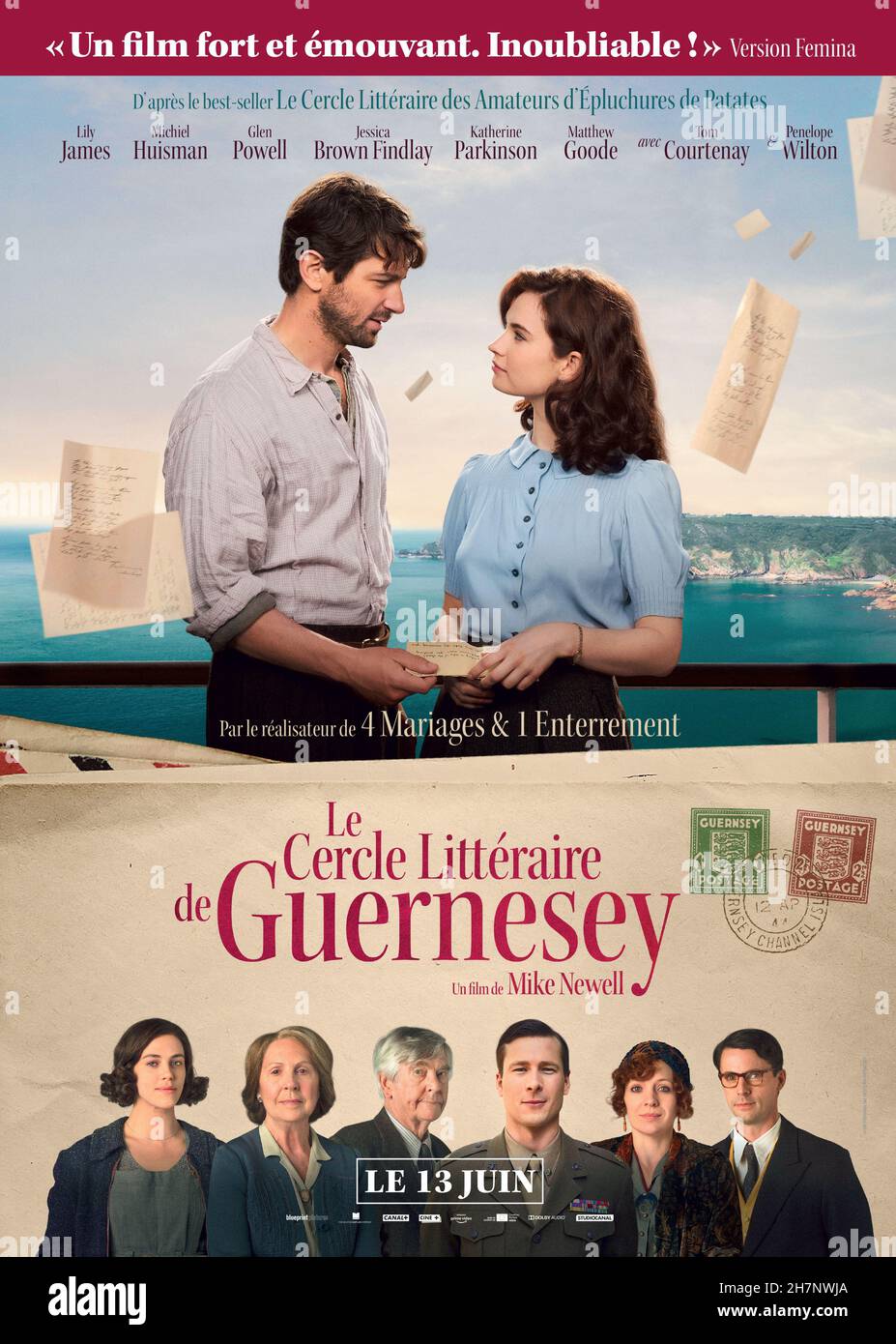 The Guernesey Literary and Potato Peel Pie Society année : 2018 Royaume-Uni / Etats-Unis Directeur : Mike Newell Michiel Huisman, Lily James French poster Banque D'Images