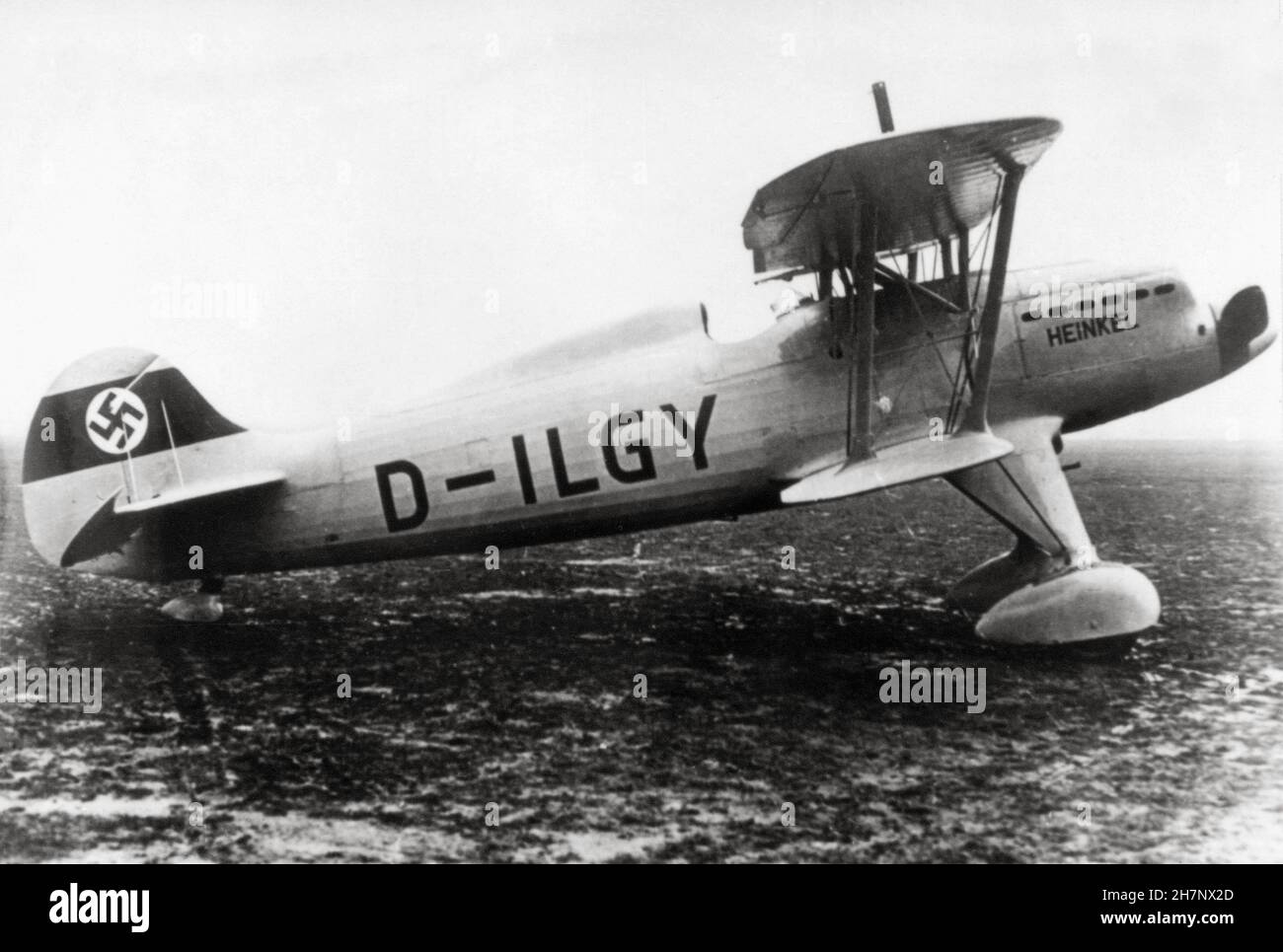 Heinkel He 51 B avion de chasse du Jagdgeschwader 132 de la Luftwaffe (132e escadron de chasse).1935 Banque D'Images