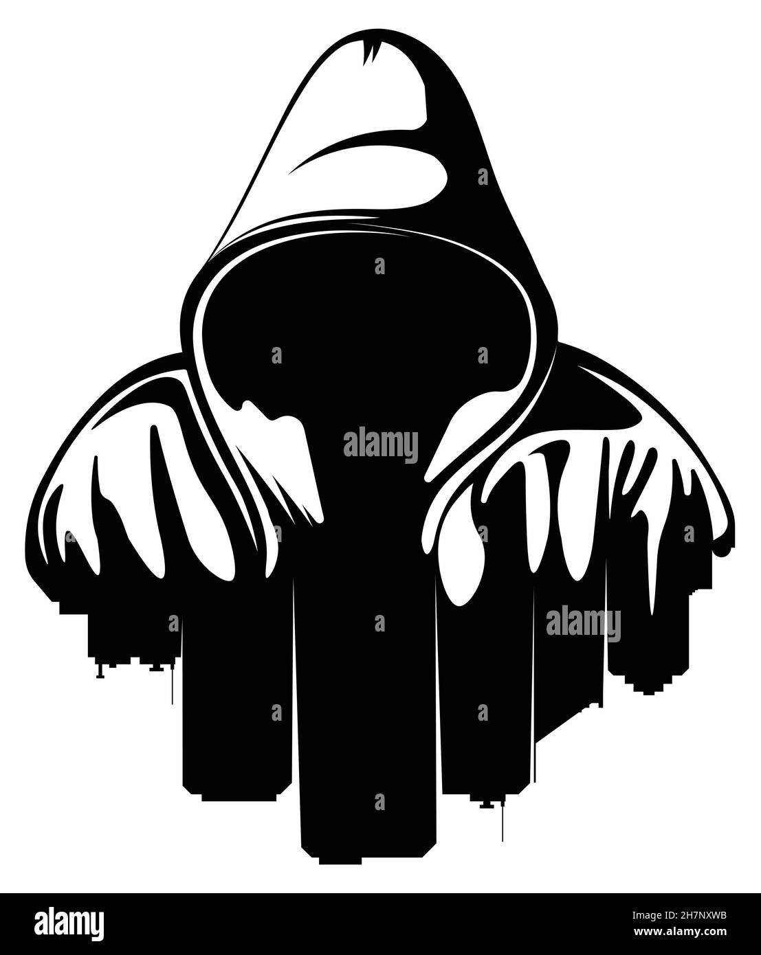 Style urbain.Homme à capuchon.Silhouette de ville.Art de rue souterrain Illustration de Vecteur