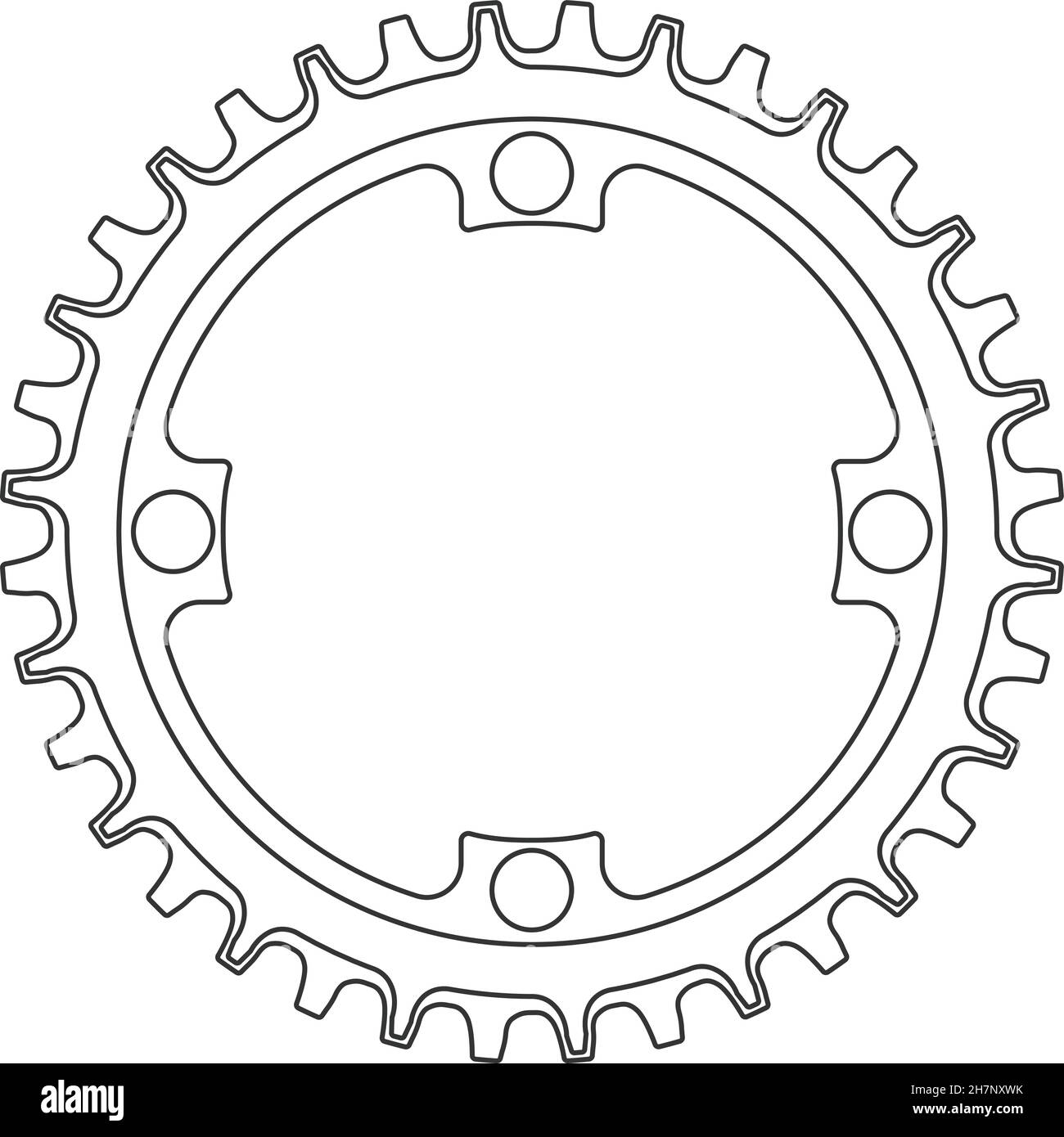 Anneau de chaîne de vélo Vector 36 dents isolé.Équipement MTB. Illustration de Vecteur