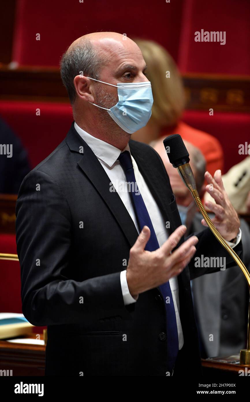 Jean-Michel Blanquer pendant les questions de la session du Gouvernement qui s'est tenue à l'Assemblée nationale à Psis, France, le 23 novembre 2021.(Photo de Lionel Urman/Sipa USA) Banque D'Images