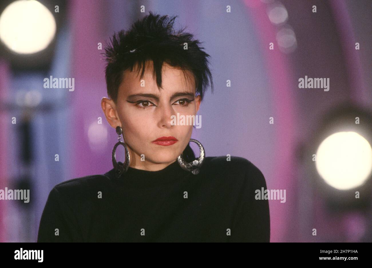 Jeanne Mas sur le set de l'émission de télévision 'champs Elysées' sur l'antenne 2.1986 Banque D'Images