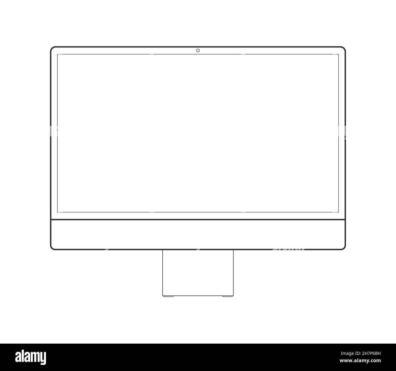 Ordinateur iMac décrit.Symbole imac pc dessin d'illustration similaire.Présenter la maquette d'un ordinateur tout-en-un sur fond blanc. Illustration de Vecteur